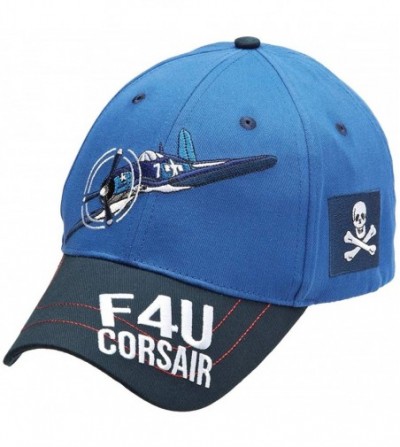 Baseball Caps Wright Bros. World War Two F4U Corsair 3D Embroidered Premium Cap Blue - CH195E9AHX4