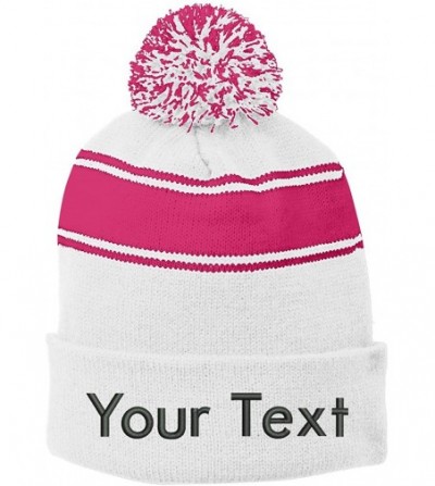 Skullies & Beanies Stc28 Winter Beanie Customized Custom Beanie Hats - White/Pink - C618XL98CXY