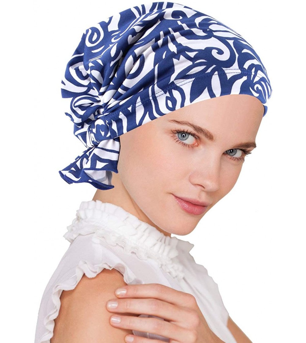 Skullies & Beanies The Abbey Cap in Poly Knit Chemo Caps Cancer Hats for Women - 40- Royal Blue Swirl (Poly Blend) - C117Z3O5W02
