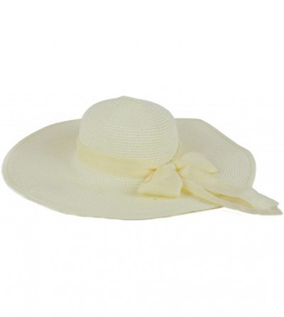 Sun Hats Women Cool Summer Floppy Wide Brim Straw Hat with Ribbon 964SH - Off White - CF11B8WRMCF