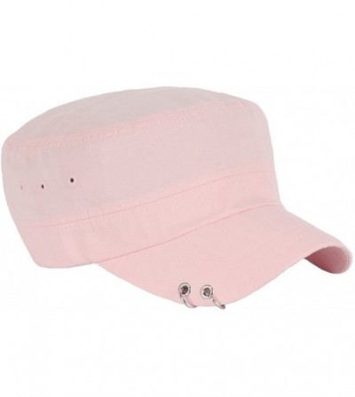 Baseball Caps A139 Unisex Punk Silver Ring Design Piercing Rock Army Cap Cadet Military Hat - Pink - CL12HPIMQ5X