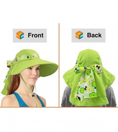 Sun Hats Women Sun Hat with Neck Flap Wide Brim Outdoor Hat for Hiking- Beach- Fishing - Green - CY186HANIIX