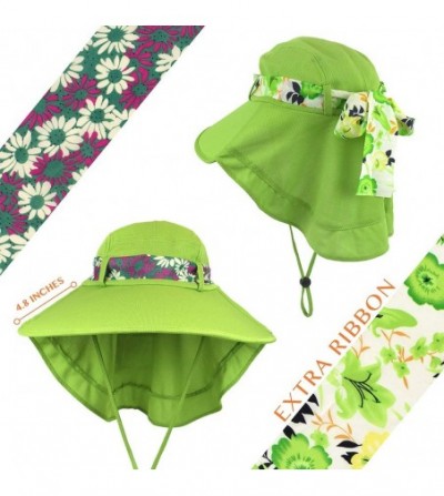 Sun Hats Women Sun Hat with Neck Flap Wide Brim Outdoor Hat for Hiking- Beach- Fishing - Green - CY186HANIIX