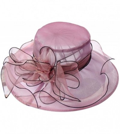 Sun Hats Women Kentucky Derby Church Cap Wide Brim Summer Sun Hat for Party Wedding - Purple - CI18DOQETA2