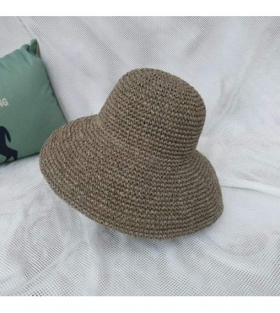 Sun Hats Women Big Brim Sun Hat Foldable Straw Hat Summer Beach Hat Fisherman Hat Sun Hats - Light Gray - C118RLK0Y6M