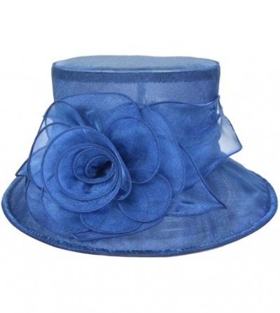 Sun Hats Women Floral Wedding Dress Tea Party Derby Racing Hat - Navy - CB183LYAZMK