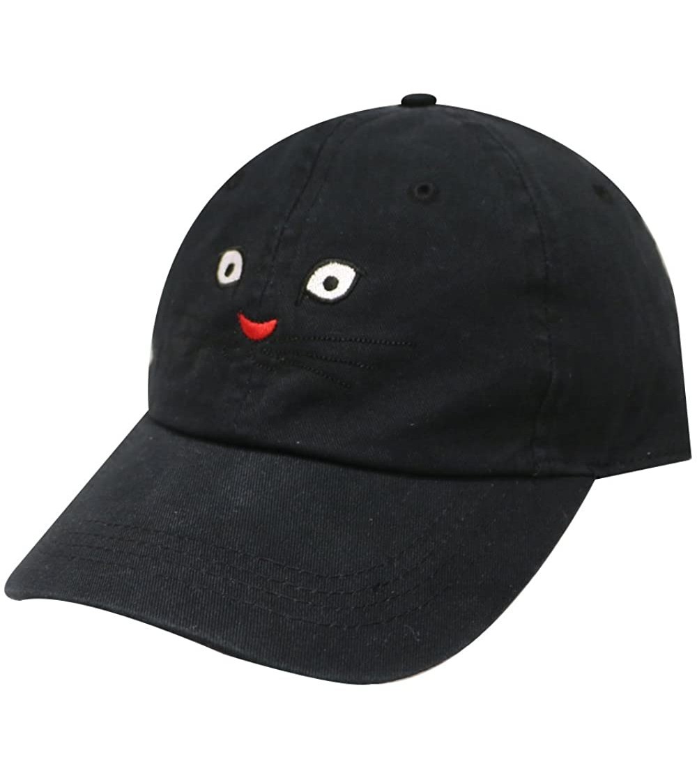 Baseball Caps Cat Face Cotton Baseball Caps - Black - CN17Z5GDGMX