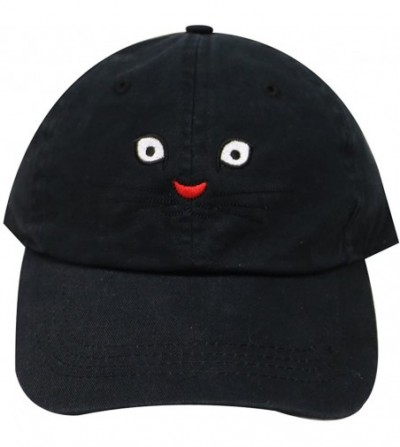 Baseball Caps Cat Face Cotton Baseball Caps - Black - CN17Z5GDGMX