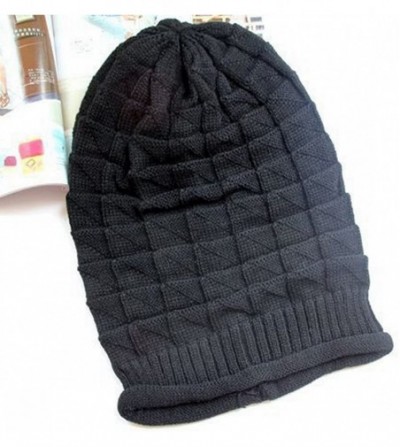 Skullies & Beanies Unisex Winter Wrinkle Knitted Crochet Baggy Hat Beanie Cap Beret - Black - CK1282VI8GD