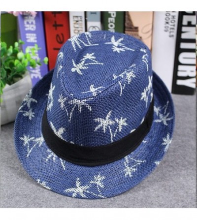 Headbands Womens Sun Hat Floppy Foldable Ladies Women Maple Leaf Straw Beach Summer Hat Cap - Blue - C918IQ7IGCH