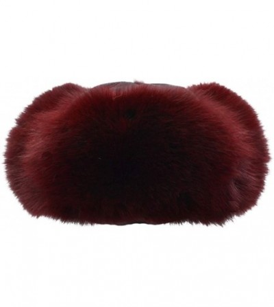 Bomber Hats Fox Fur Russian Trooper Style Hat Adult Winter Ushanka Snow Hat - All Dark Red - CC18HA4UM7Q