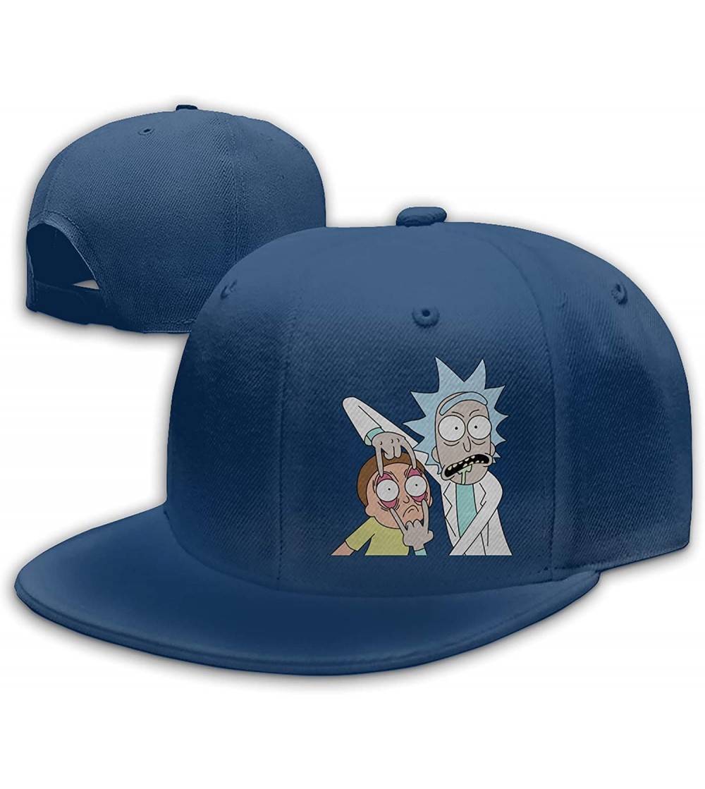 Baseball Caps Unisex Snapback Baseball Cap Peaked Hat Adjustable Flat Brim Hip Hop Cap - Navy - CR18GYM5Q5Q
