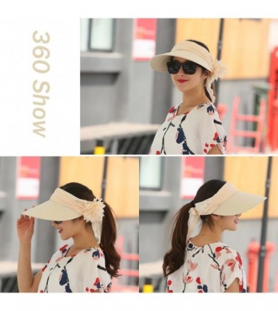 Sun Hats Floppy Summer UPF50+ Foldable Sun Beach Hats Accessories Wide Brim for Women - Beige Empty Top - CH12F3HZMHR