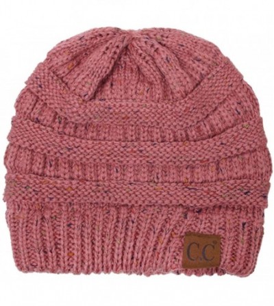 Skullies & Beanies Unisex Confetti Ribbed Cable Knit Thick Soft Warm Winter Beanie Hat - Mauve - CV18QLGRGIX