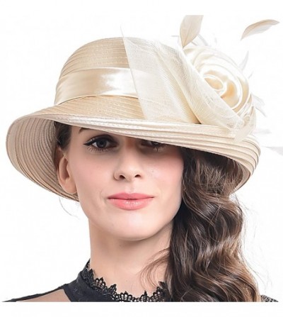 Sun Hats Church Hats for Women Tea Party Dress Hat for Ladies - Asymmetric Brim-apricot - CH12OD45IPE