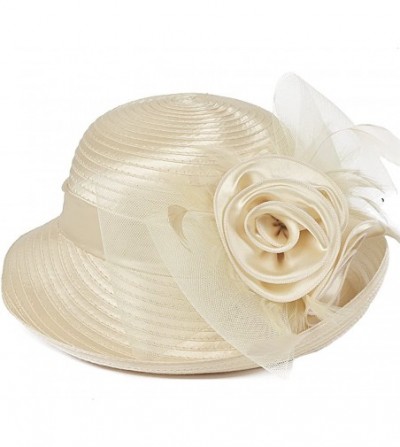 Sun Hats Church Hats for Women Tea Party Dress Hat for Ladies - Asymmetric Brim-apricot - CH12OD45IPE