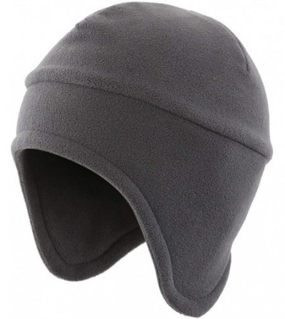 Skullies & Beanies Men's Warm 2 in 1 Hat Winter Fleece Earflap Skull Sports Beanie Ski Mask - Dark Grey - CU18LOS4Q3Y