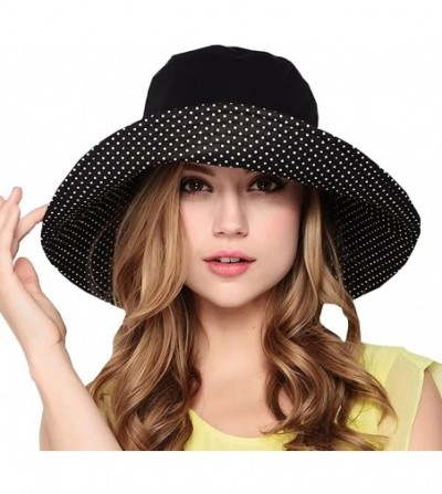 Sun Hats Women's Wide Brim Foldable Sun Hat - Black - CI11AZ6GDC9