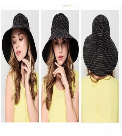 Sun Hats Women's Wide Brim Foldable Sun Hat - Black - CI11AZ6GDC9