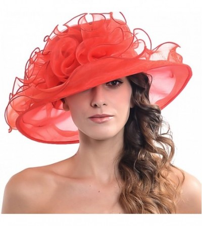 Sun Hats Women's Kentucky Derby Dress Tea Party Church Wedding Hat S609-A - S019-red - CE18D2I8DOM
