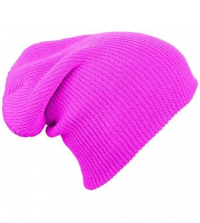 Skullies & Beanies Mens/Woman Knitted Woolly Winter Slouch Beanie Hat - Florescent Pink - C812HP9CS73