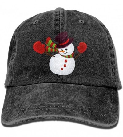 Baseball Caps Christmas Snowman Cartoon Unisex Denim Jeanet Baseball Cap Adjustable Snapback Hunting Cap for Men&Women - Blac...