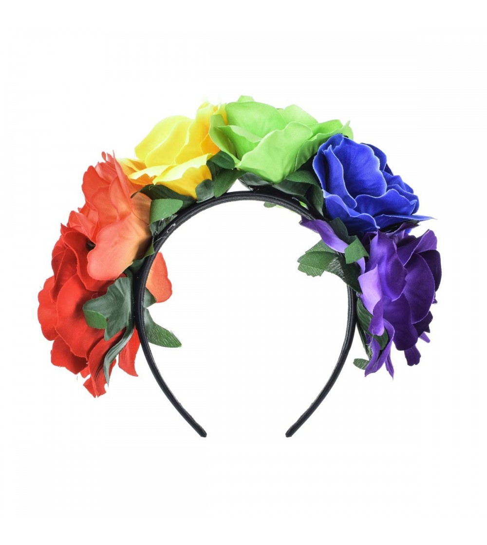 Headbands Day of the Dead Flower Crown Festival Headband Rose Mexican Floral Headpiece HC-23 (Rainbow flower) - C618LOSX4N9