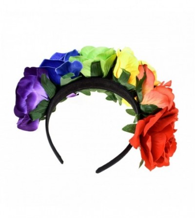 Headbands Day of the Dead Flower Crown Festival Headband Rose Mexican Floral Headpiece HC-23 (Rainbow flower) - C618LOSX4N9