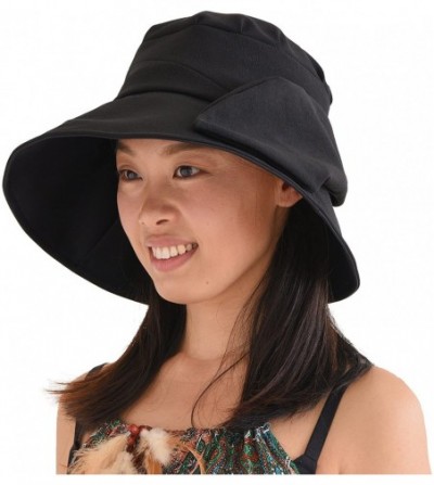 Sun Hats Womens Sun Hat Summer Beach Japanese Design Wide Brim UV Protection - Black - C518DZK8GML