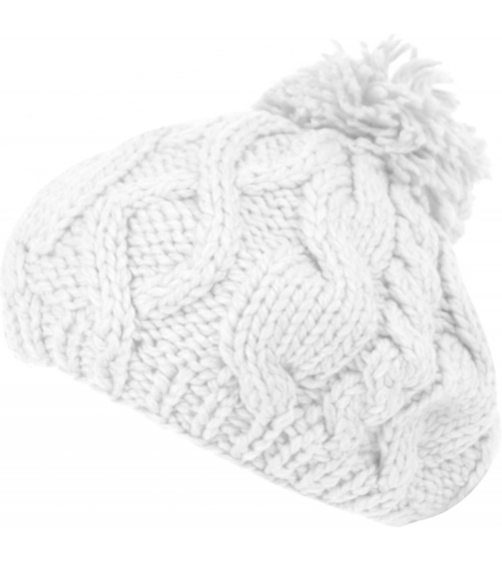 Berets Women Winter Warm Ski Knitted Crochet Baggy Skullies Cap Beret Hat - Br1663white - C7187GDX4RN