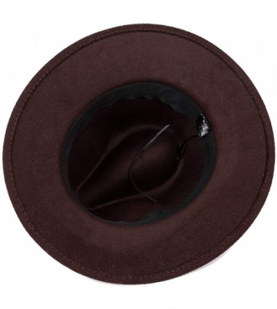 Fedoras Unisex Fashion Fedora Hat Classic Jazz Caps Vintage Bowler Hat with Feather - Wine - CU18QIKE2RU