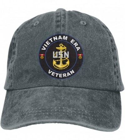 Baseball Caps United States Navy Vietnam Era Veteran Retro Adjustable Cowboy Denim Hat Unisex Hip Hop Black Baseball Caps - C...