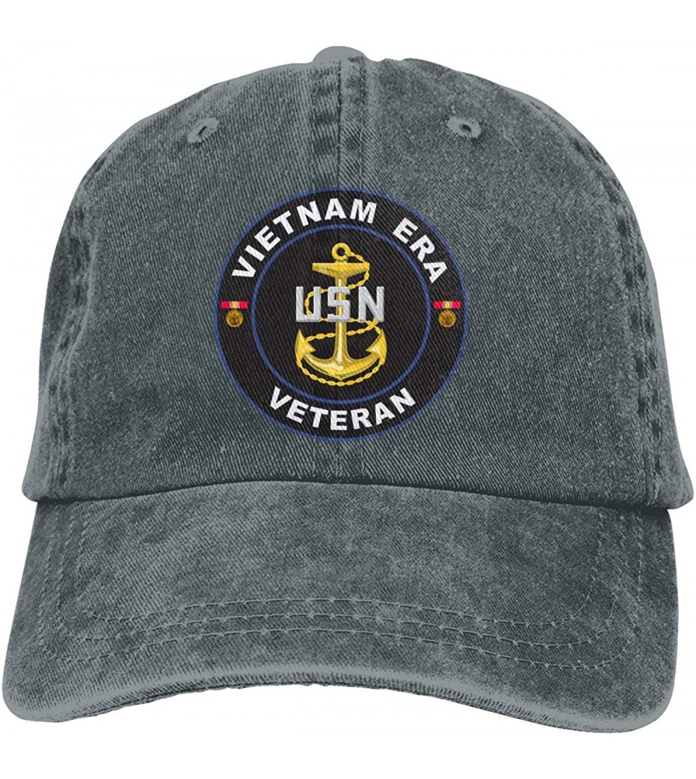 Baseball Caps United States Navy Vietnam Era Veteran Retro Adjustable Cowboy Denim Hat Unisex Hip Hop Black Baseball Caps - C...