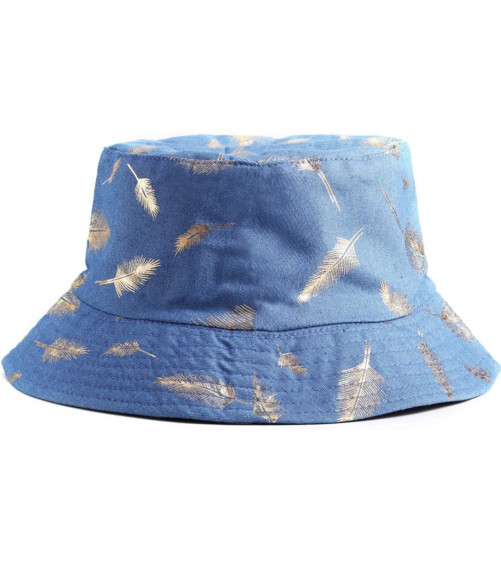 Bucket Hats Reversible Bucket Hats for Women- Trendy Cotton Twill Canvas Leather Sun Fishing Hat Fashion Cap Packable - CL195...