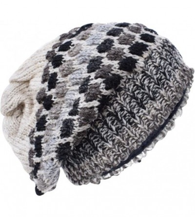 Skullies & Beanies Woolen Knitted Fleece Lined Multicoloured Beanie Hats - T - CQ12O9TSY1N