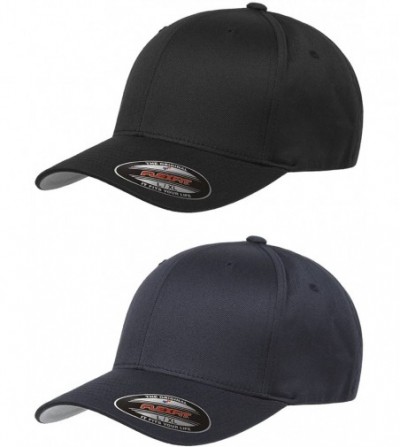 Baseball Caps Unisex Wooly Combed Twill Cap (6277) 2-Pack (L/XL- Black & Dark Navy) - CH12EZOQM2D