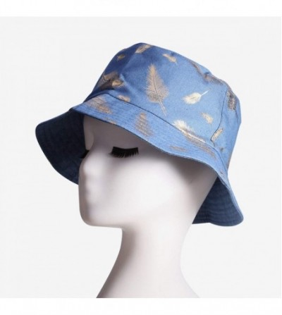 Bucket Hats Reversible Bucket Hats for Women- Trendy Cotton Twill Canvas Leather Sun Fishing Hat Fashion Cap Packable - CL195...