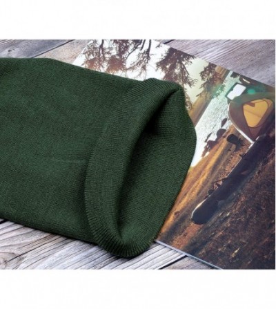 Skullies & Beanies Thick Plain Knit Beanie Slouchy Cuff Toboggan Daily Hat Soft Unisex Solid Skull Cap - Dark Green - C218LMT...