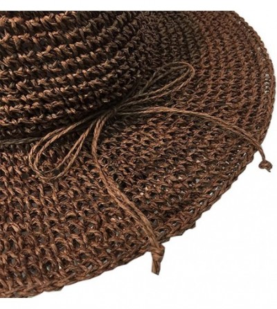 Sun Hats Floppy Straw Hat Wide Brim Wide Brim Caps Foldable Summer Beach Sun Hats for Women and Girls - Coffee - C718EM9IT7Z