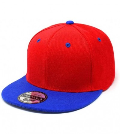 Baseball Caps Flat Visor Snapback Hat Blank Cap Baseball Cap - Red/Blue - C3189TK4REH