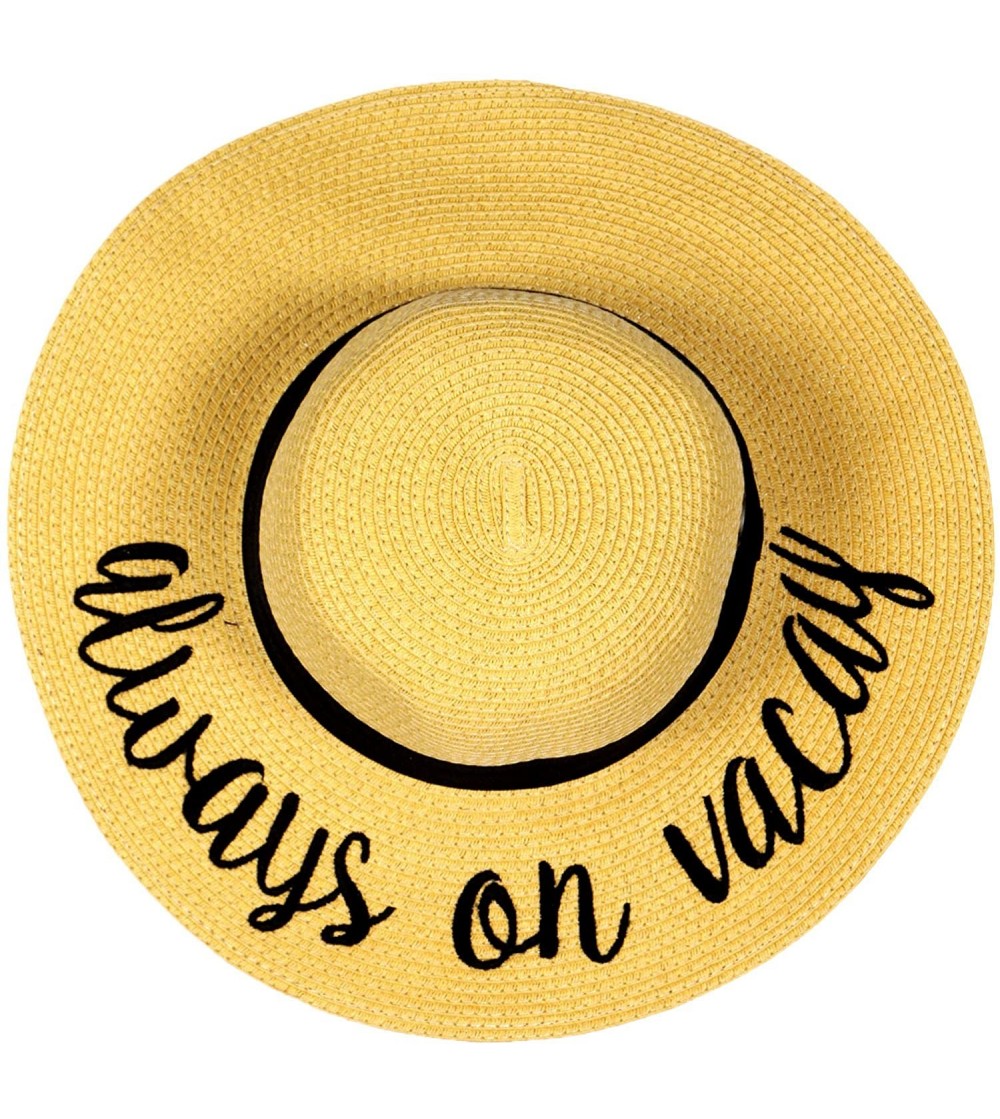 Sun Hats Beach Hats for Women - Embroidered Floppy Wide Brim Paper Straw Sun Hats for Women Summer Hat Foldable - CE18C4WK82R