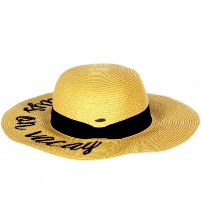 Sun Hats Beach Hats for Women - Embroidered Floppy Wide Brim Paper Straw Sun Hats for Women Summer Hat Foldable - CE18C4WK82R