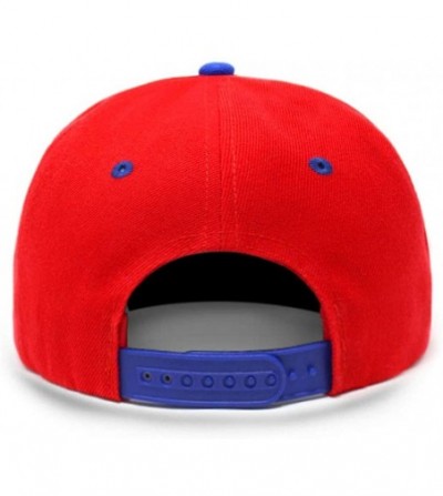 Baseball Caps Flat Visor Snapback Hat Blank Cap Baseball Cap - Red/Blue - C3189TK4REH