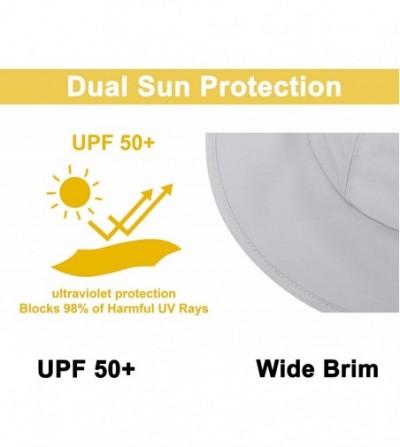 Sun Hats Toddler's Adjustable UPF 50+ Sun Protection Wide Brim Travel Hat - Grey - CT193ZWK5MC