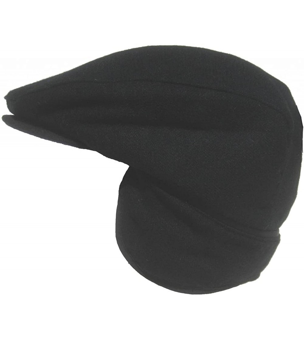 Newsboy Caps Wool Blend Ear Flap Ivy Scally Cap Winter Driver Hat - Black - C411B12BWEL