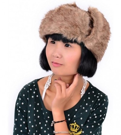 Bomber Hats Earflap Hat Winter Faux Fur Trapper Ski Hats Womens Girls Mens Multi Styles - Bear Knit & Faux Fur - Brown - CK11...