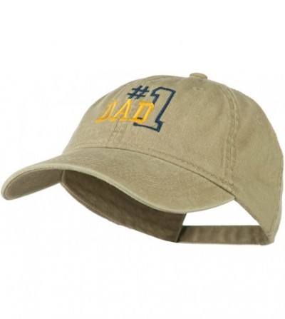 Baseball Caps Number 1 Dad Outline Embroidered Washed Cotton Cap - Khaki - C611NY2AJ71