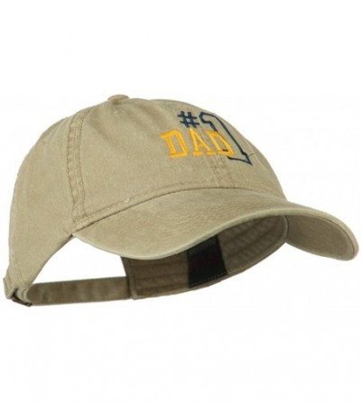 Baseball Caps Number 1 Dad Outline Embroidered Washed Cotton Cap - Khaki - C611NY2AJ71