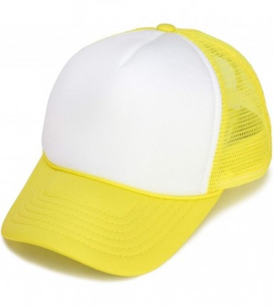 Baseball Caps Youth Mesh Trucker Cap - Adjustable Hat (S- M Sizes) - Yellow/White - C017AYYI7MI
