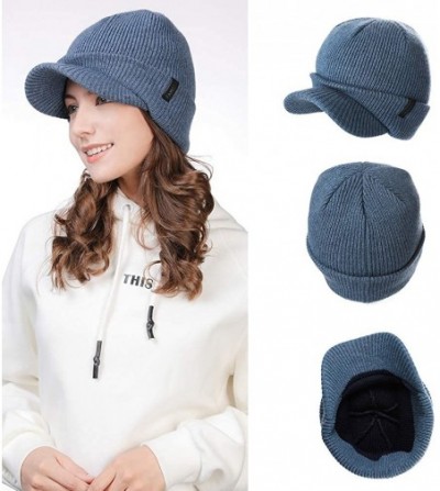 Skullies & Beanies Wool Visor Beanie for Men Winter Knit Hat Scarf Sets Neck Mask - 99205blue - CO18XEQ2GZE